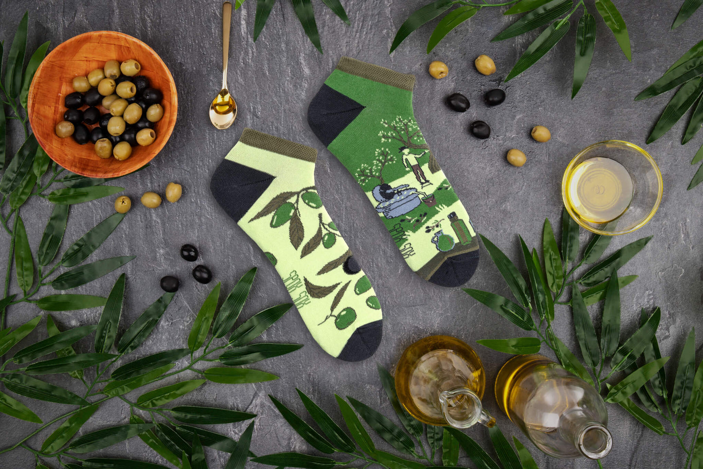 Sneakersocken Oliven - bunt & besonders