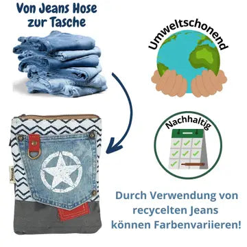 Sternenglück - Upcycling Jeanstasche