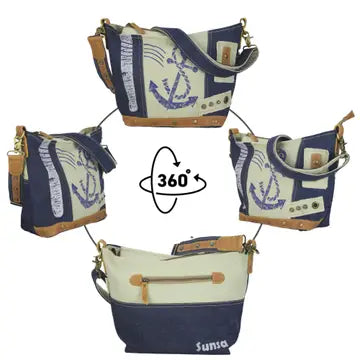 Küstenliebe - Upcycling Jeanstasche