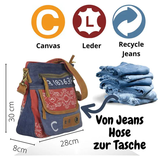 Herzenswege - Upcycling Jeanstasche
