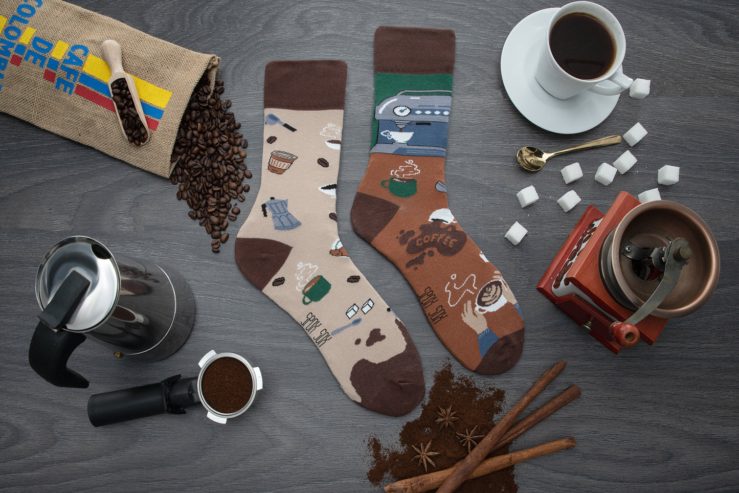 Socken Kaffee - bunt